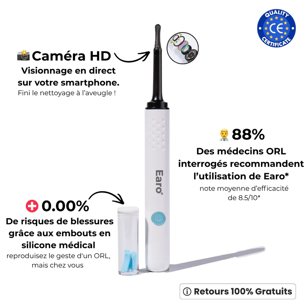 Earo Vision avec son application et l’image affichée sur smartphone
